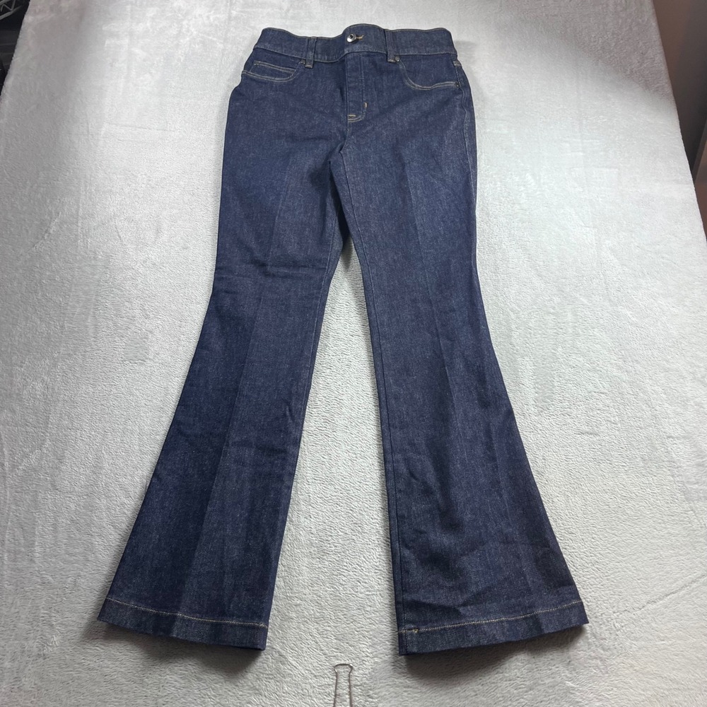 Spanx Womens Flare Jeans Dark Wash Indigo High Rise Stretch Denim Size M 21266Q